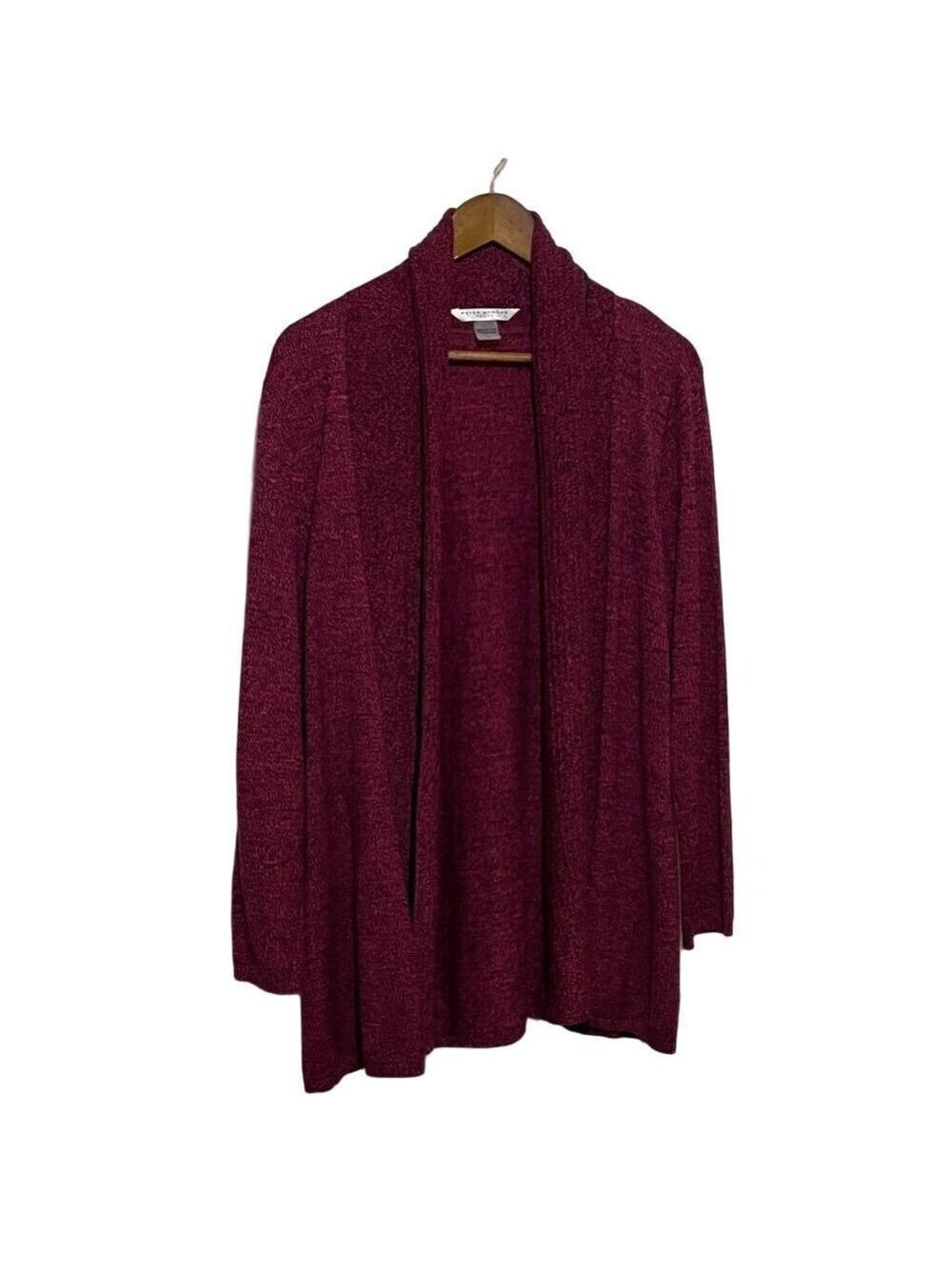 Peter Nygard Open Front Women's Maroon Burgundy Cardigan Sz PL